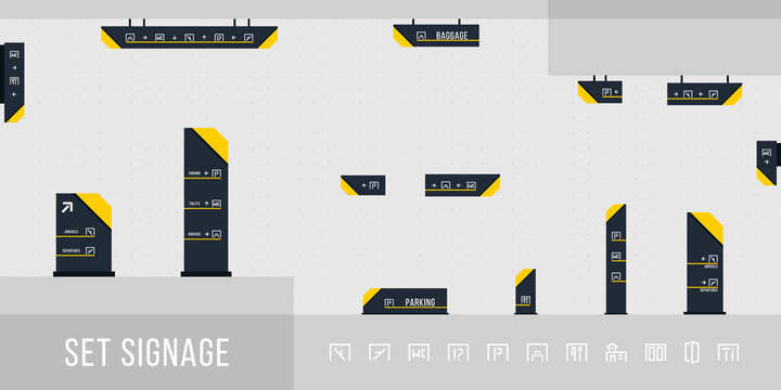 Set of exterior and interior signage concept.