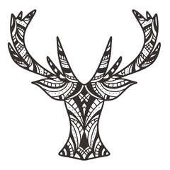 beautiful deer illustration with line and doodle style for tattoo design