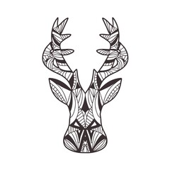 beautiful deer illustration with line and doodle style for tattoo design