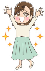 オフィスカジュアル 清楚な服を着た女性