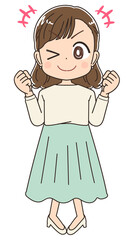 オフィスカジュアル 清楚な服を着た女性