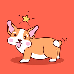 Cute corgi puppy. Vector cartoon illustration