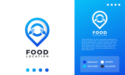 Food Location Logo Design, Fork and Spoon with Pin Map Logo Combination. Suitable for Business, Restaurant and App Logo Icon