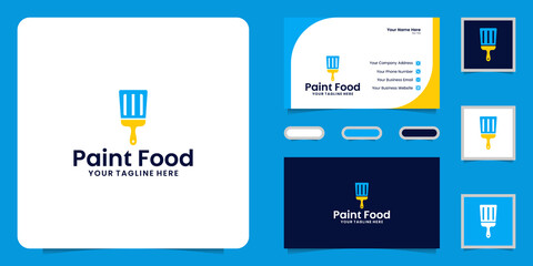 brush and spatula logo, food paint logo and business card inspiration