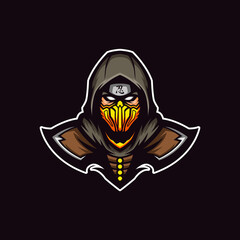 Illustration of Assasins Ninja On Yellow Mask Mascot
