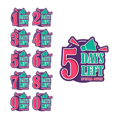 Number days left countdown timer design collection