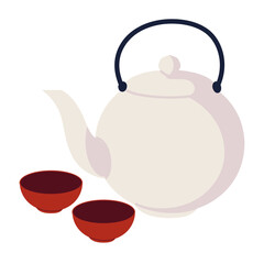 asian teapot and cups