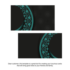Vector Business card design in black color with blue patterns. Stylish business cards with place for your text and abstract ornament.