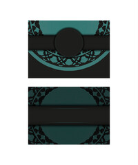 Luxury postcard design in black with Greek ornament. Vector invitation card with place for your text and abstract patterns.