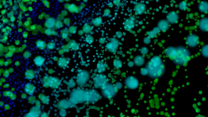 Abstract background with luminous particles on black