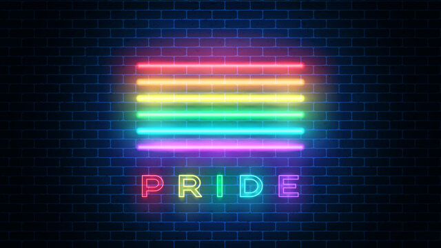 LGBT colors neon sign. Gay Pride neon logo. Vector illustration.