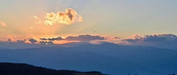 高ボッチ高原で見た幻想的な夕焼け＠長野