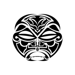 Tattoo ornament with sun face maori style. African, aztecs or mayan ethnic mask. - obrazy, fototapety, plakaty