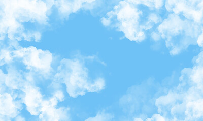 Sky with beautiful clouds. Cloud background. Blue cloud texture background. White Clouds on blue background
