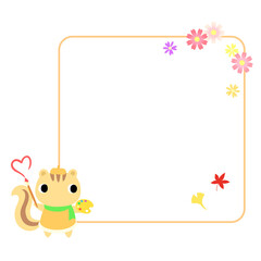 秋のリスアイコン　フレーム＋装飾付