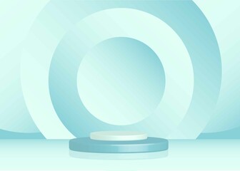 3d podium illustration, 3d blue rendering background vector with podium, minimal product display, 3d display background