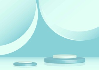 blue 3d rendering background with minimal product display podium simple beauty product display