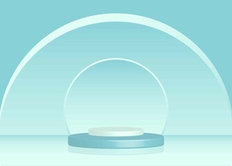 simple blue 3d rendering background with minimal product display podium, beauty product display, simple