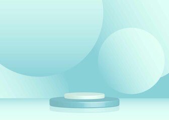 blue 3d rendering background with minimal product display podium simple beauty product display