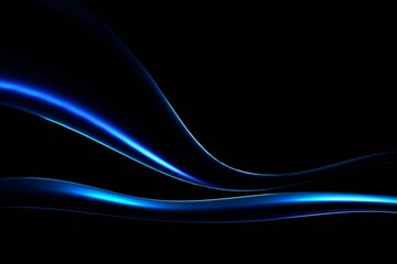 Glow blue light effect on black background.  3D rendering.