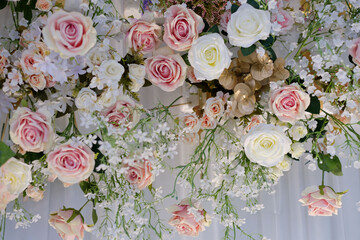wedding decoration flower background,  colorful background, fresh rose,
