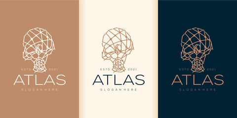 Atlas dot connection world logo design