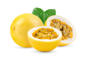 Yellow passion fruit isolated on white
