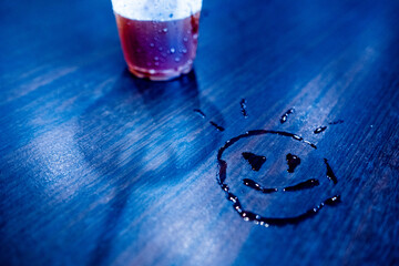 water droplet on wood table, water stain
