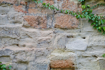 old wall brick background, Mortar, Orange wall color background, Vintage wall
