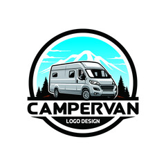 rv - motor home - camper van isolated vector logo © winana
