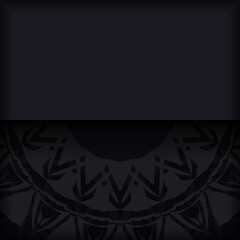 Luxurious vector postcard design in black color with red greek patterns. Invitation card design with space for your text and abstract ornament.