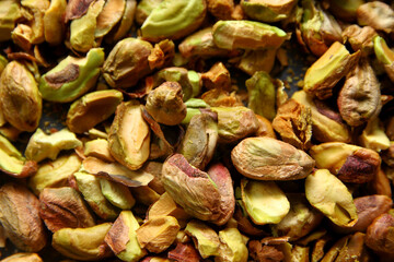 Close up shot of crushed pistachios nut