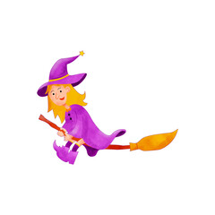 halloween witch with broom