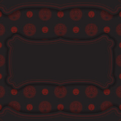 Black color postcard design with mask of the gods. Design of the invitation with a place for your text and a face in a polizenian style ornaments.