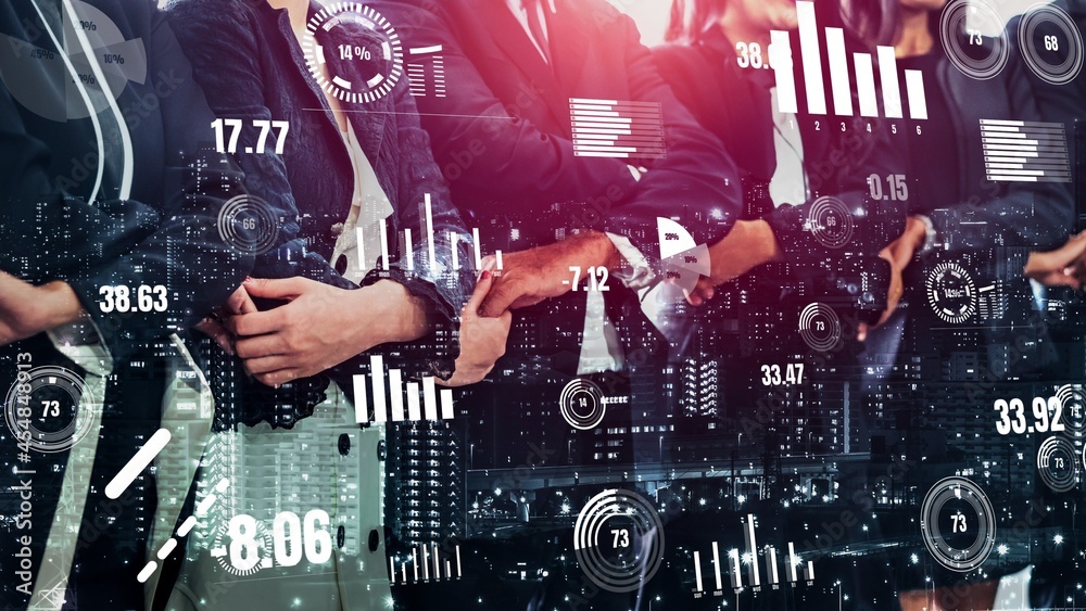 Poster conceptual business dashboard for financial data analysis . 3d render computer graphic .
