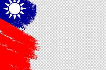 Taiwan flag with brush paint textured isolated  on png or transparent background,Symbol of Taiwan,template for banner,promote, design,vector,top gold medal winner sport country