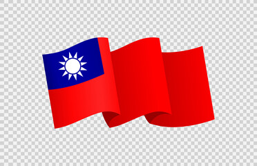 Waving flag of Taiwan isolated  on png or transparent  background,Symbol of Taiwan,template for banner,card,advertising ,promote, vector illustration top gold medal sport winner country