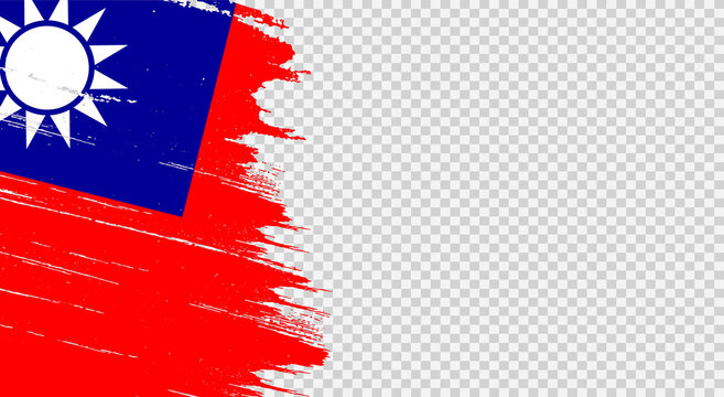 Taiwan flag with brush paint textured isolated  on png or transparent background,Symbol of Taiwan,template for banner,promote, design,vector,top gold medal winner sport country