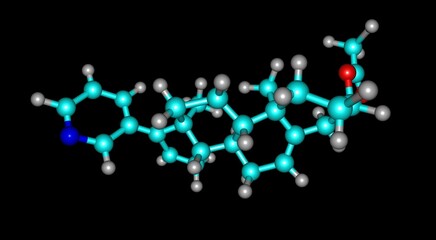 Abiraterone molecular structure isolated on black