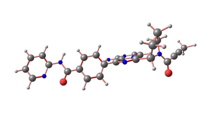 Acalabrutinib molecular structure isolated on white
