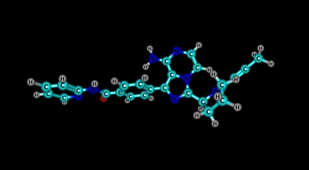 Acalabrutinib molecular structure isolated on black