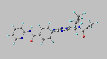 Acalabrutinib molecular structure isolated on grey