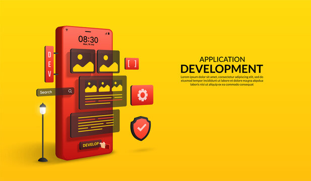 Web, Software and Application development concept, coding and programming, Responsive layout UX UI design
