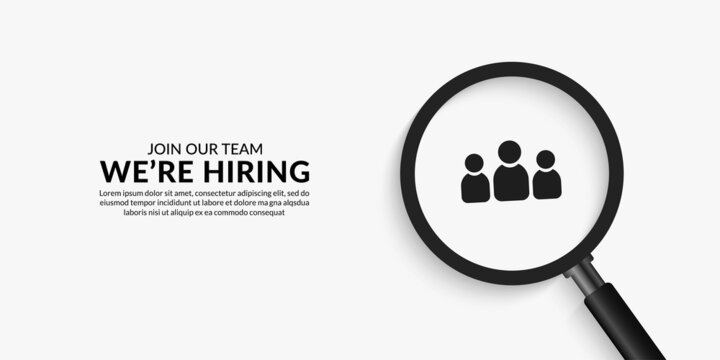 Minimal job vacancy social media background, We are hring background with magnifying glass