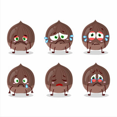 Chestnut cartoon in character with sad expression