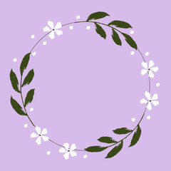 Flower vector wreath for invitaion card, postcard.
Design for wedding or greeting cards. Isolated floral frame.