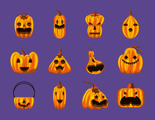 halloween pumpkins set