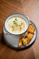 French cauliflower soup with croutons