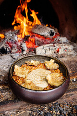 winter dish with vegetables and sauce