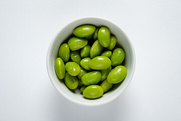 Japanese healthy appetizer edamame green soy beans